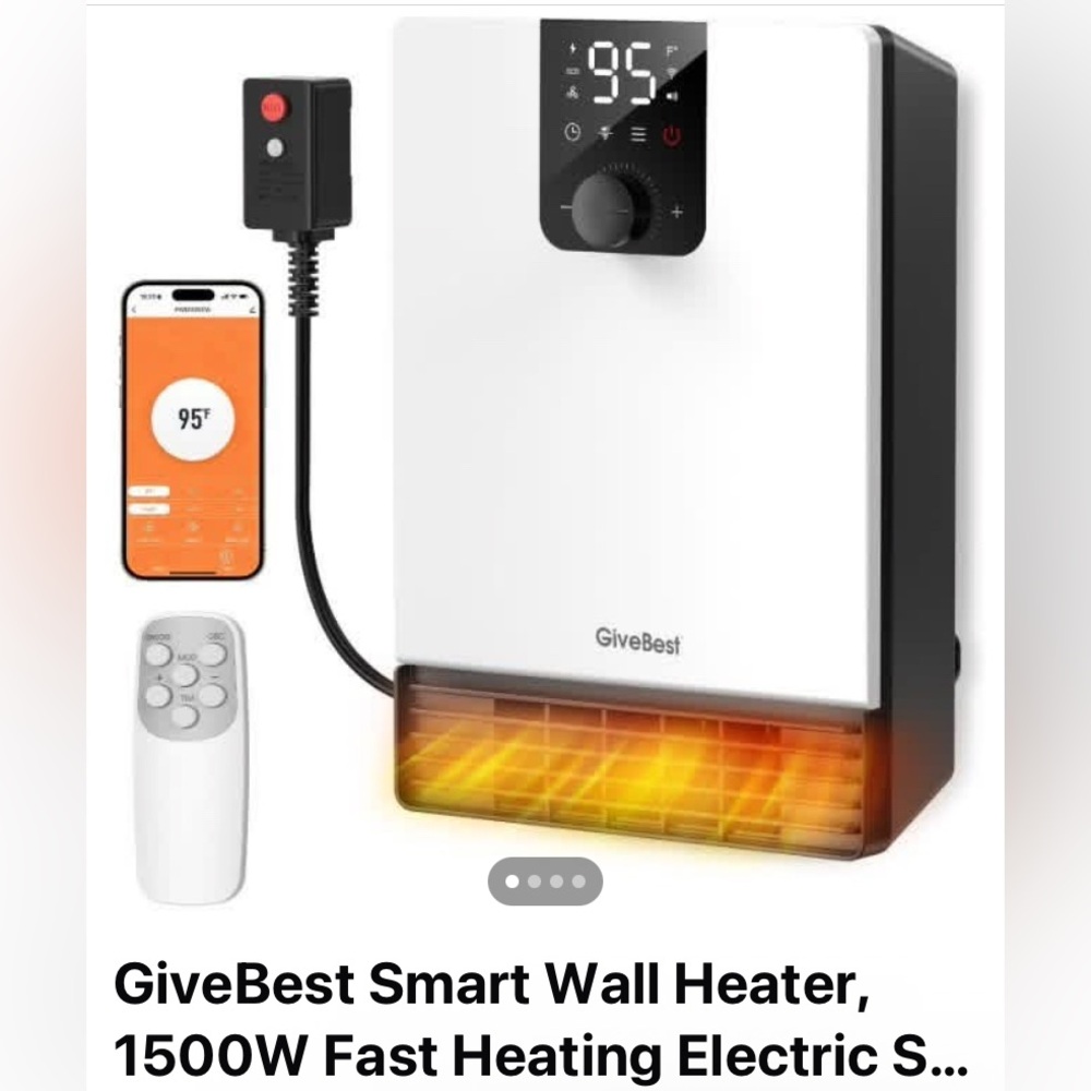 White and Black Smart Wall Heater with Remote